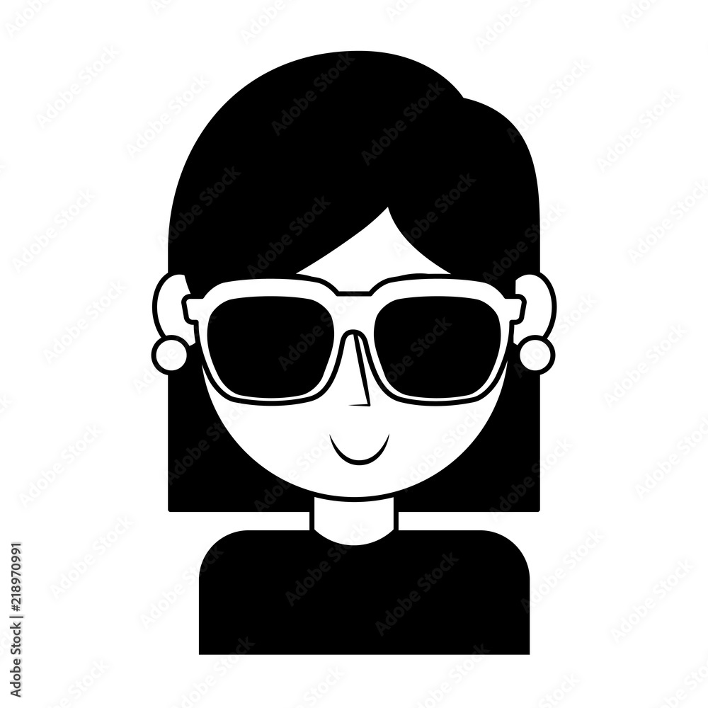 young girl with sunglasses portrait character