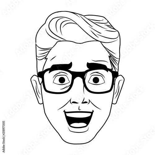 Man face with glasses pop art cartoon vector illustration graphic design