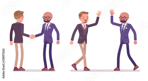 Male friends greeting