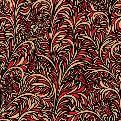 Seamless pattern of traditional Russian folk painting.
