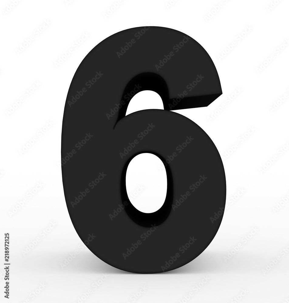 number 6 3d black isolated on white number 6 3d black isolated on white