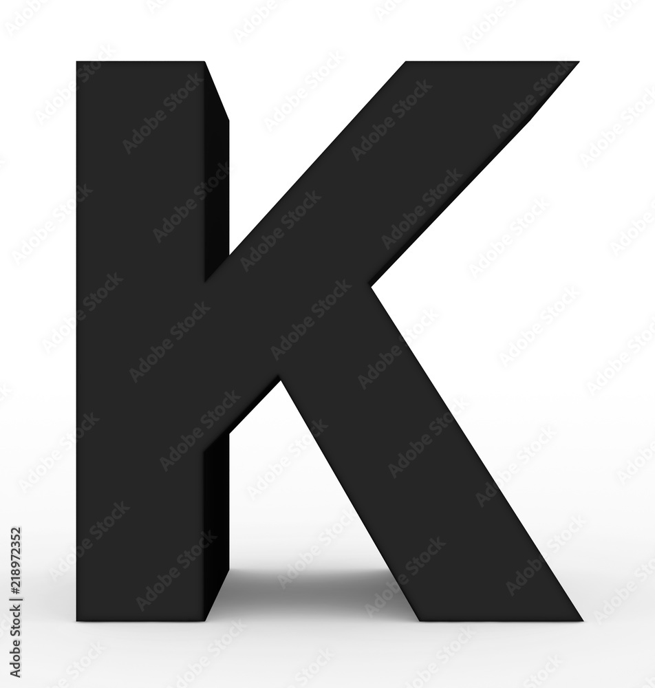 letter K 3d black isolated on white letter K 3d black isolated on white