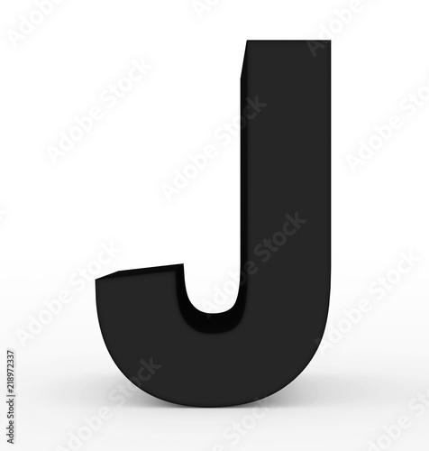 letter J 3d black isolated on white