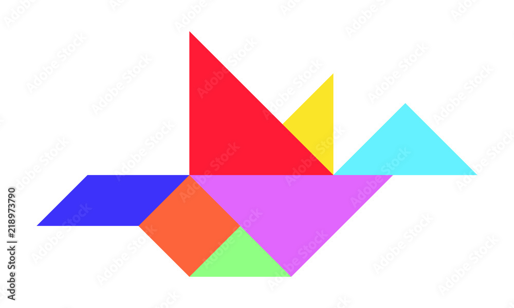 Color tangram puzzle in flying bird shape on white background (Vector) Color tangram puzzle in flying bird shape on white background (Vector)