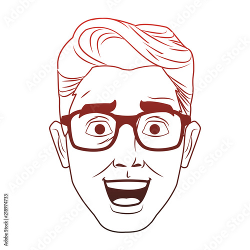 Man face with glasses pop art cartoon vector illustration graphic design