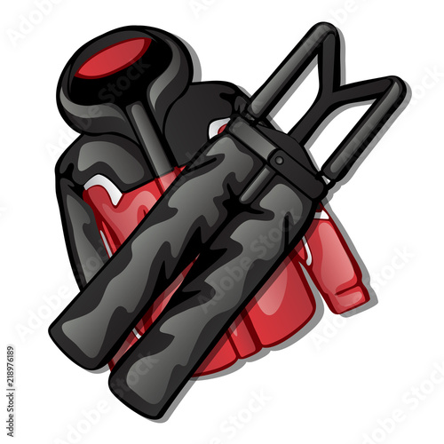 The set of necessary skier clothing for winter fun outdoors isolated on white background. Clothing for winter sports. Vector close-up cartoon illustration.