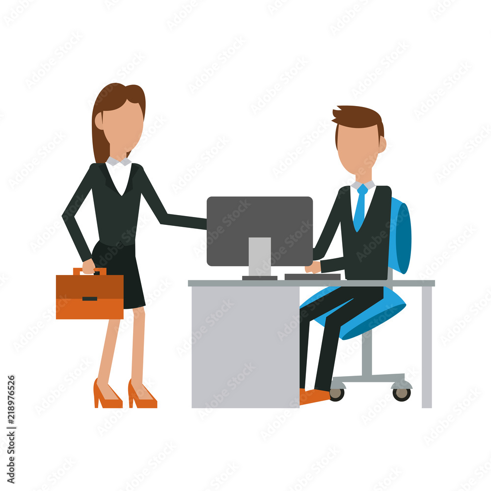 Business partners working at office vector illustration graphic design Business partners working at office vector illustration graphic design