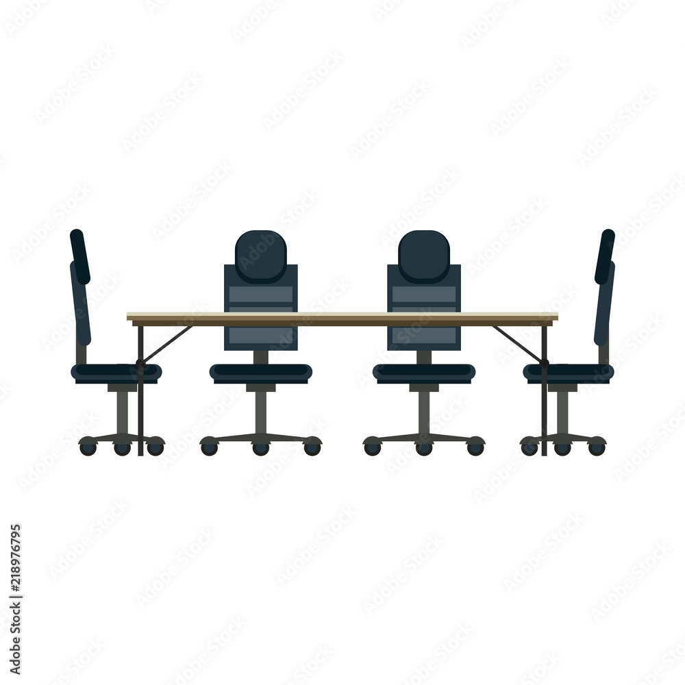 Fototapeta premium Office desk and chairs cartoons vector illustration graphic design
