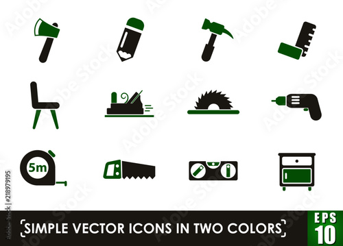 joinery simple vector icons in two colors