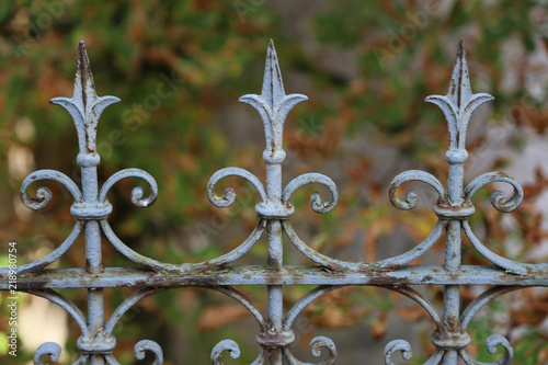 Metal fence / Metal curly fence in the park photo