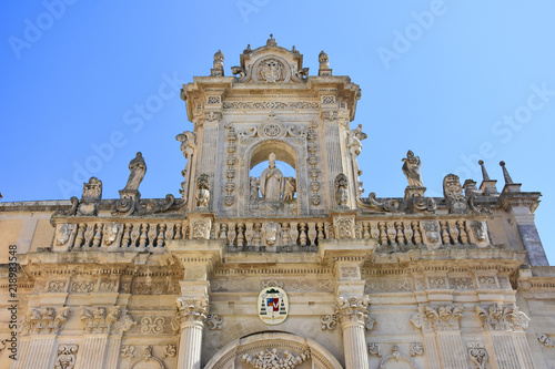 Italy, Lecce, Duomo square, in Baroque style, bell tower, view and architectural details.