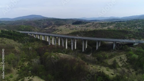 Aerial view of highway, motorway bridge in central Croatia