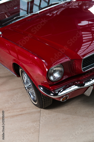 red retro car headlight