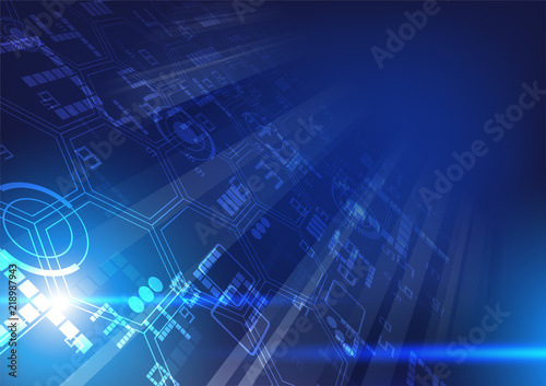 Technology illustration with blue motion light effect