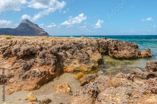 Macari beach with Monte Cofano mount in the background, San Vito Lo Capo, Trapani, Sicily photo