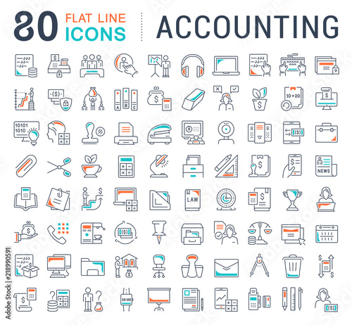 Set Vector Line Icons of Accounting.
