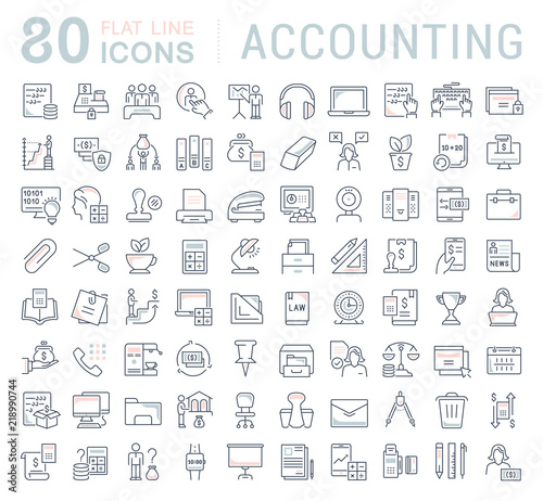 Set Vector Line Icons of Accounting.