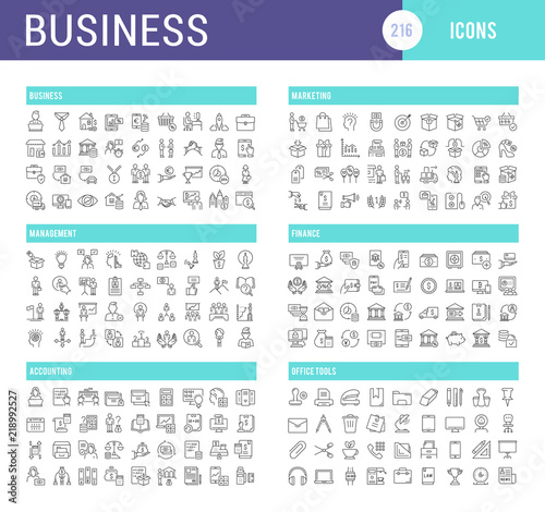 Set Vector Line Icons of Business.