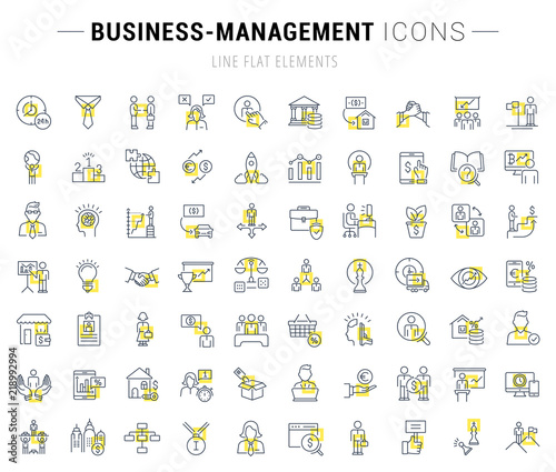 Set Vector Line Icons of Business-Management.