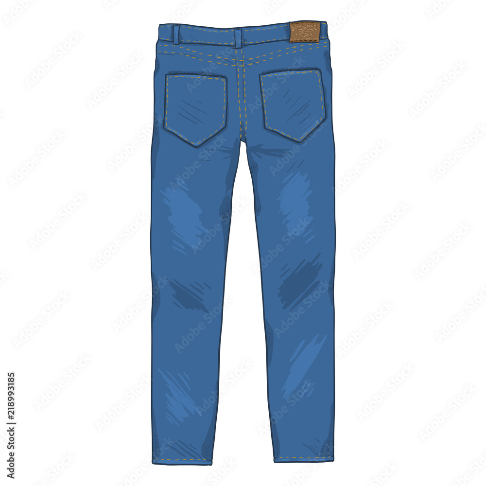 Vector Cartoon Illustration - Denim Jeans Pants. Back View. Stock Vector |  Adobe Stock