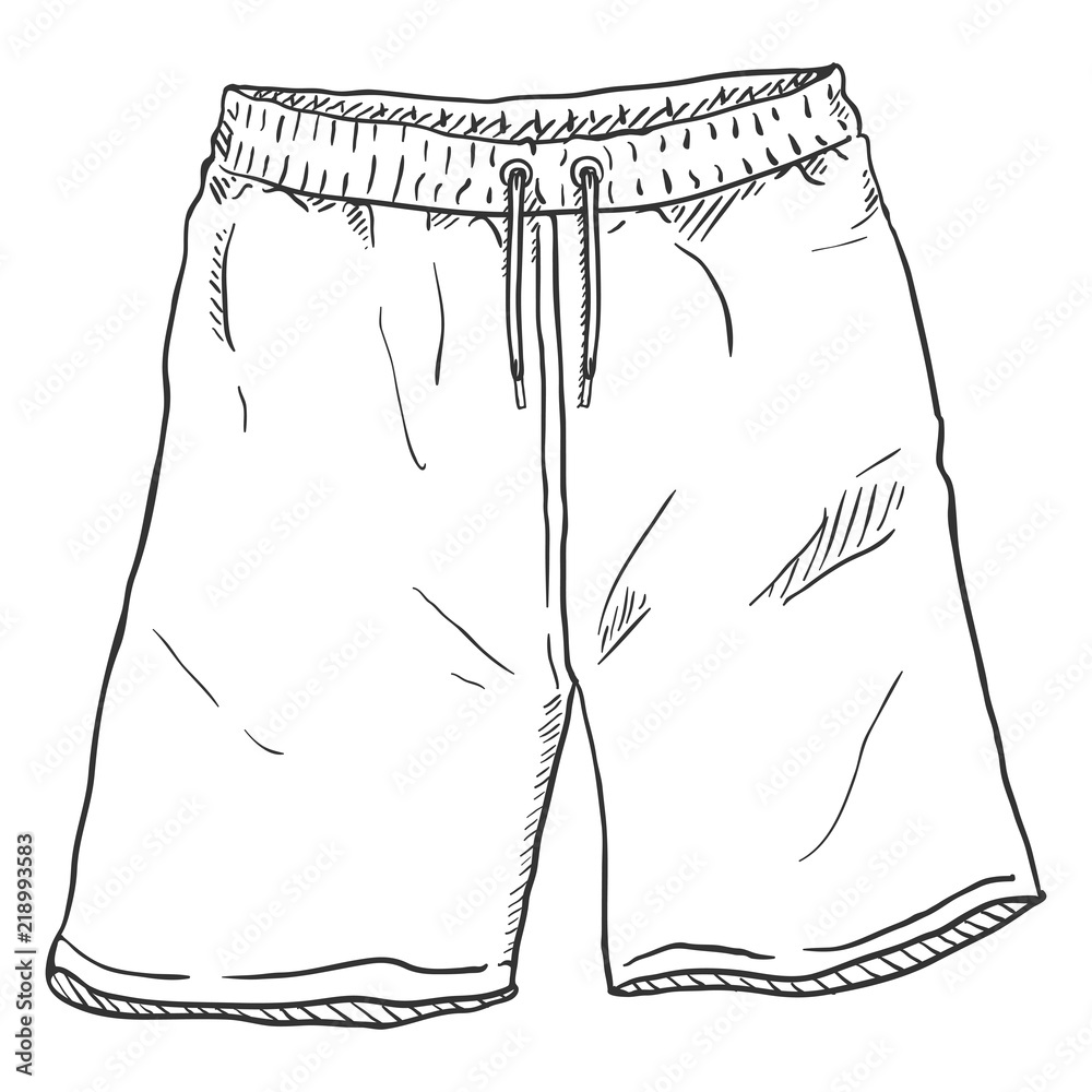 Vector Sketch Illustration Training Shorts on White Background Stock