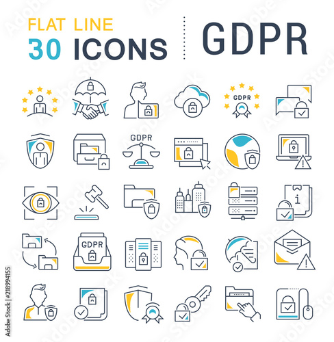 Set Vector Line Icons of GDPR.