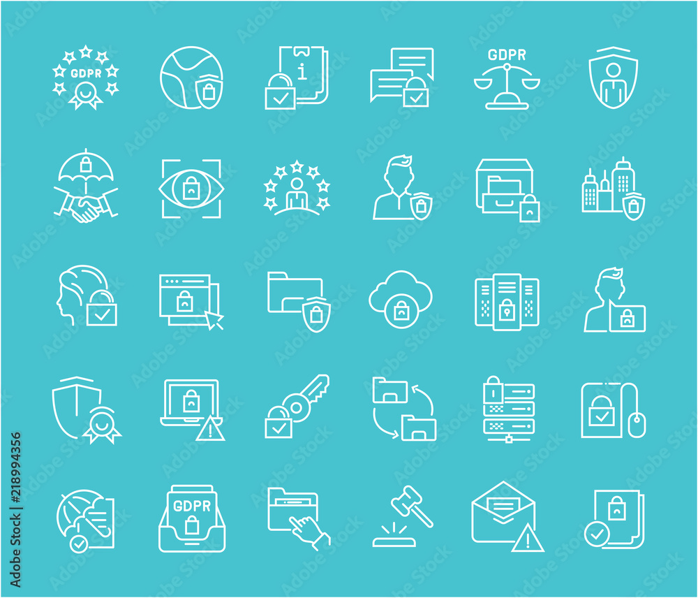 Set of Line Icons of GDPR. Set of Line Icons of GDPR.