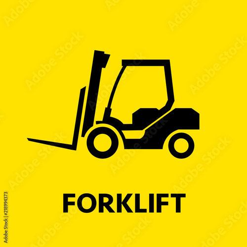 Forklift truck icon. Transportation of cargo and boxes in the warehouse. Vector illustration