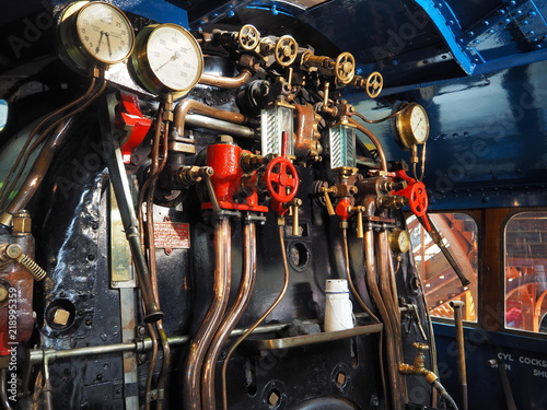 Fototapeta Inside cab London and North Eastern Railway record breaking steam locomotive Mal
