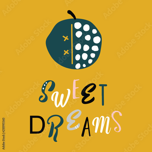 vector illustration of beautiful nesting doll print in Scandinavian style,with ornate funny lettering and cute characters,objects