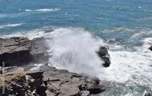 Waves crashing in high surf on the N. California coast