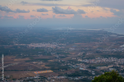 Beautiful panoramic view from Erice at Trapani and Egadi Islands , Sicily, Italy © Wead