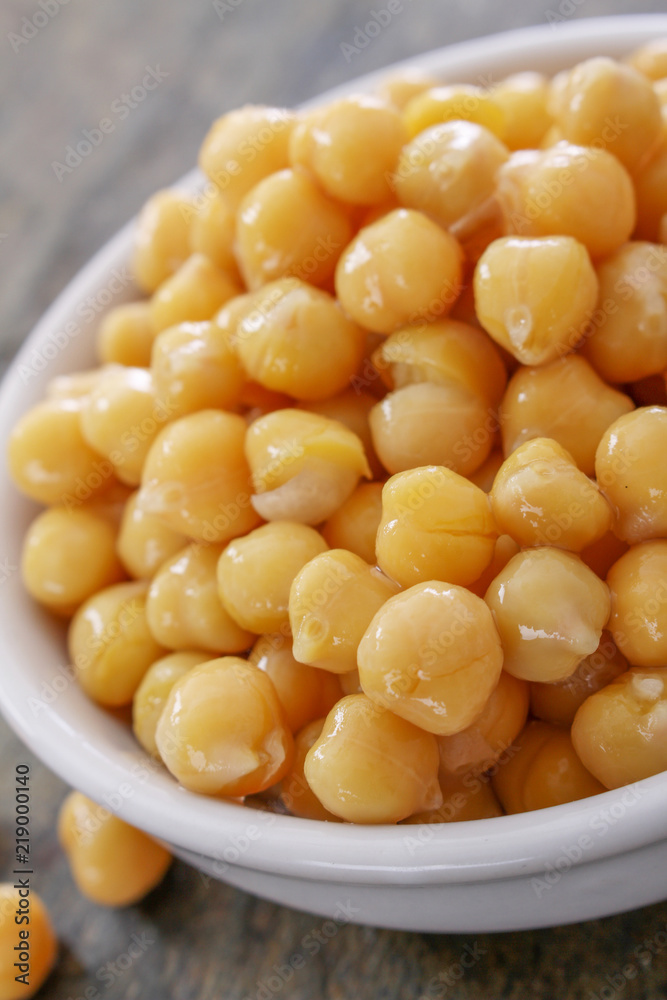 drained canned chickpeas in white dish drained canned chickpeas in white dish