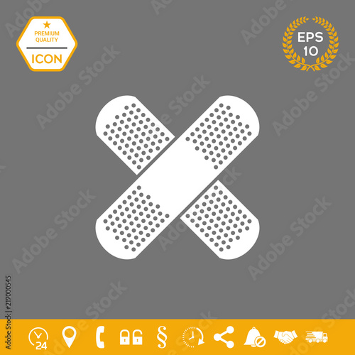 Cross adhesive bandage, medical  plaster icon