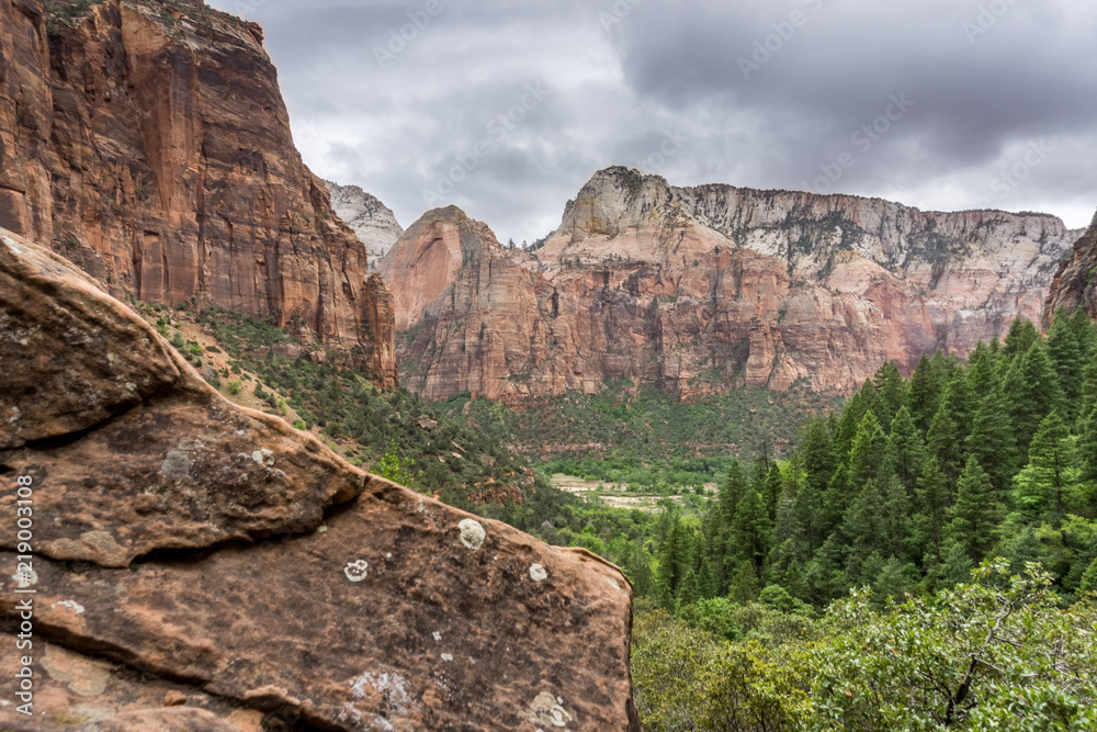 Zion National Park overlook of the valley, Utah, United States Zion National Park overlook of the valley, Utah, United States