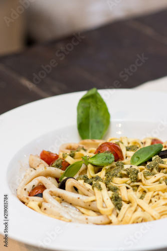 Delicious Italian pasta with sea products