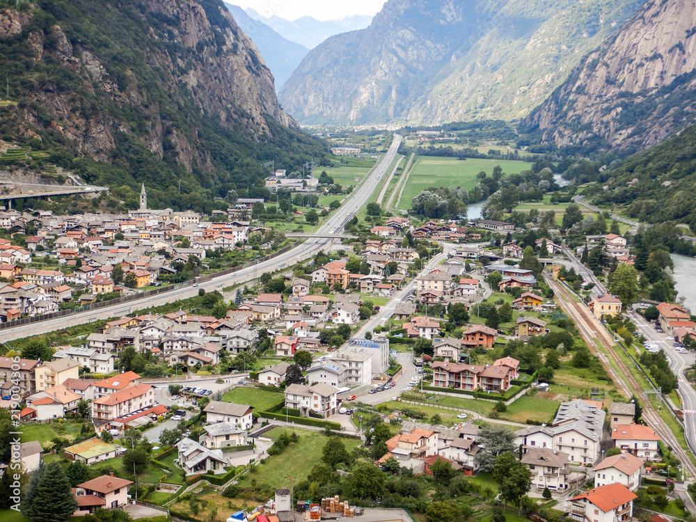 Cityscape of Hone, Aosta Valley - Italy