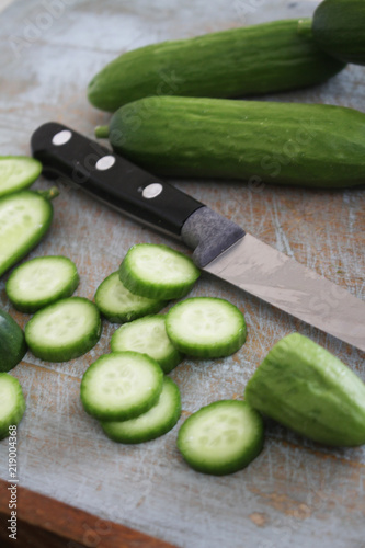 slicing baby  cucumber