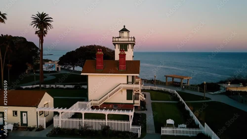 Point Fermin Lighthouse 4k drone video of the Pt Fermin Light in San