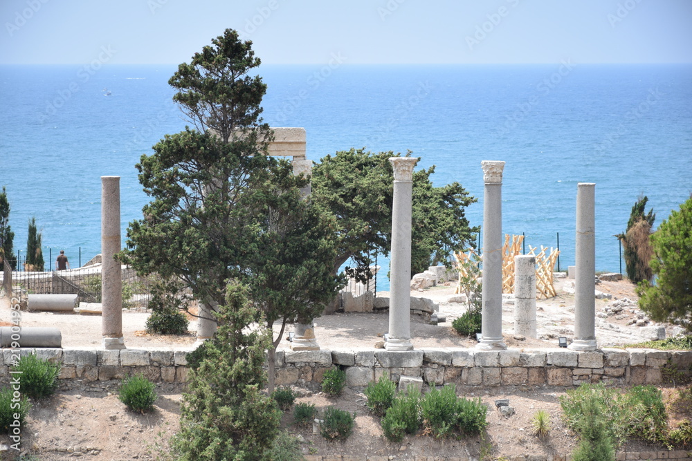 Fototapeta premium Mediterranean Sea View from Ruins of Byblos, Lebanon