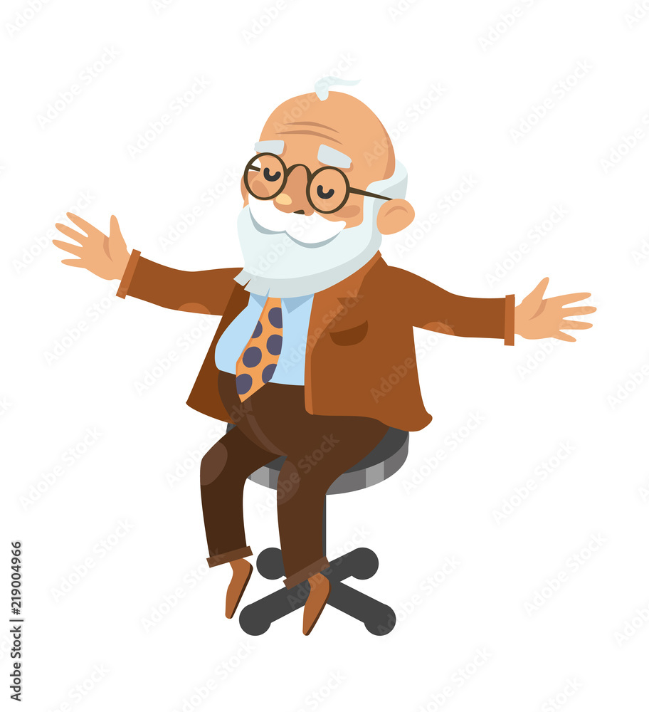 Naklejka premium A cheerful old man sitting on a chair