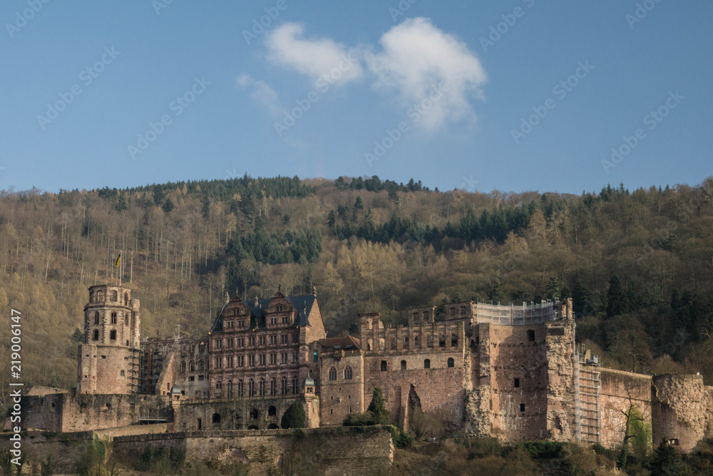 Close up view of the ruin of heidelberg castle in fall, Germany