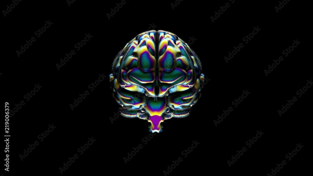 Rotating brain. Holographic foil. Seamless loop. Rotating brain. Holographic foil. Seamless loop.