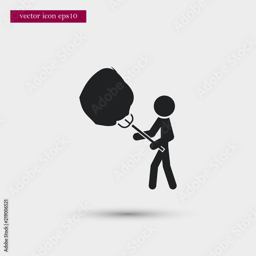 Farmer with haystack icon. Simple gardening element illustration. Vector symbol design from agriculture collection. Can be used in web and mobile.
