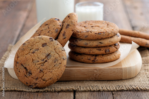 Chocolate chip cookies with milk 