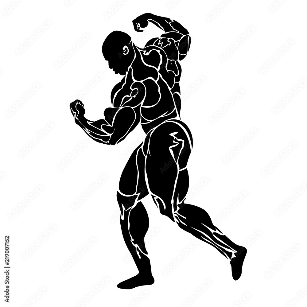 Fototapeta premium Bodybuilding, strongman, power lifting concept, vector illustration