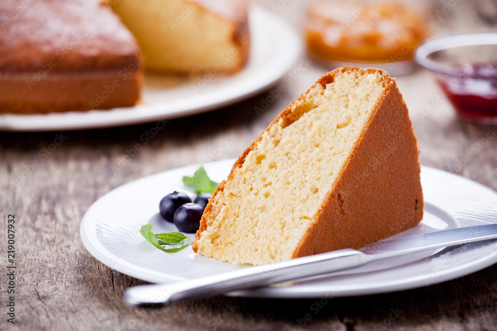 Piece Of Vanilla Cake With Jam Piece Of Vanilla Cake With Jam