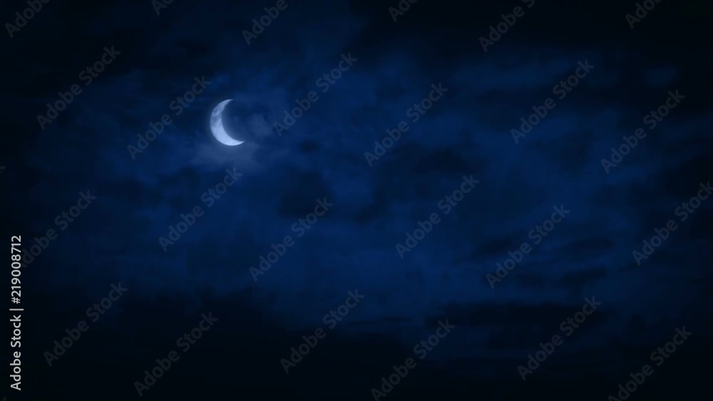 Crescent Moon In Night Sky