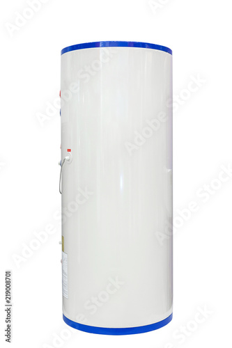 White air source heat pump water heater isolated on a white background. Including clipping path