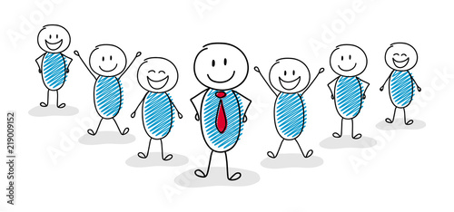 Business image showing group of cartoon characters with leader. Vector.